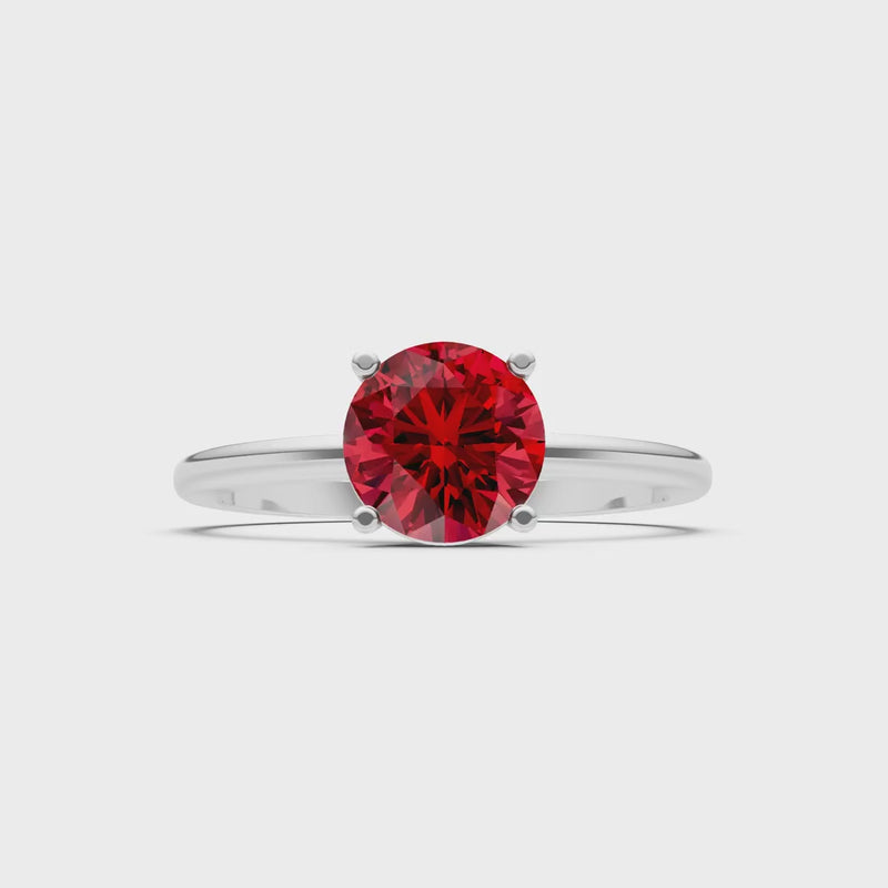 Created Ruby Round 6.5mm Normal 4 Prong Solitaire Round Engagement Ring Cathedral Setting