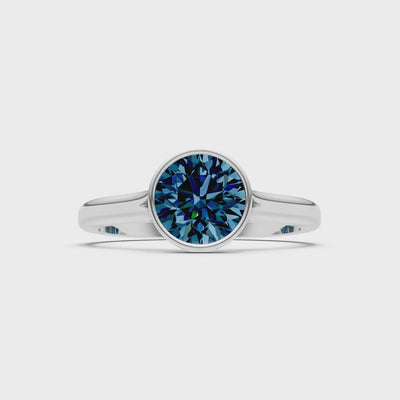 Alexandrite Round Bezel Set Solitaire Ring