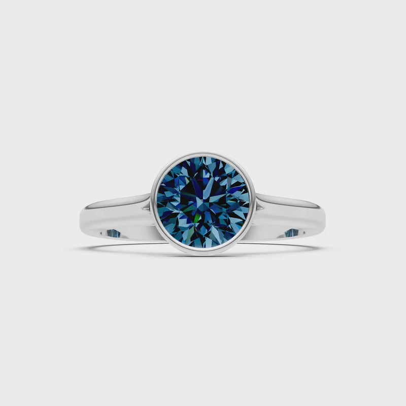 Alexandrite Round Bezel Set Solitaire Ring