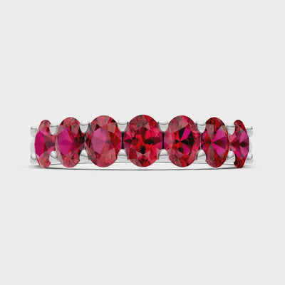 Ruby 7 Stone Alternating Oval Gemstone Ring