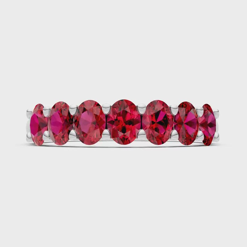 Ruby 7 Stone Alternating Oval Gemstone Ring