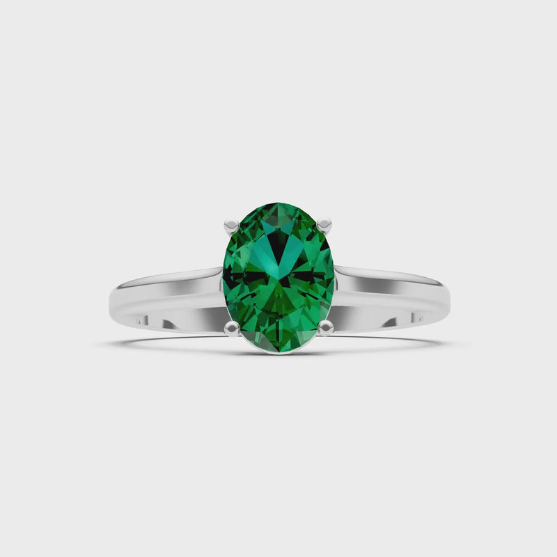 Created Emerald Oval 8x6mm Normal 4 Prong Solitaire 8x6 mm Oval Shape Engagement Ring Cathedral Setting