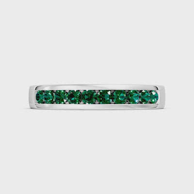 Emerald Minimalist Channel Set Round Cut Half Eternity