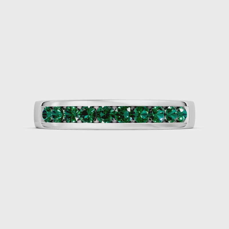 Emerald Minimalist Channel Set Round Cut Half Eternity