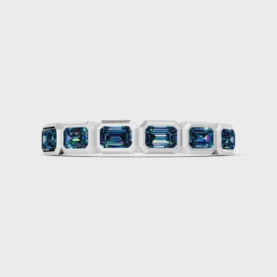 Alexandrite Minimalist Bezel Set Emerald Cut Half Eternity Band
