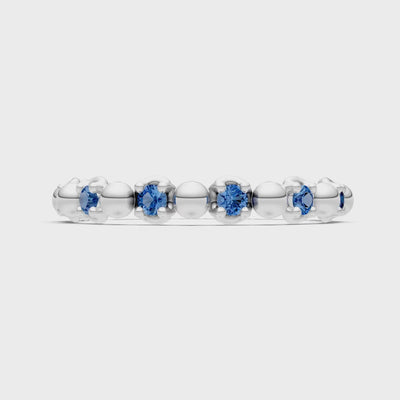 London Blue Topaz Beaded Diamond Stacking Ring