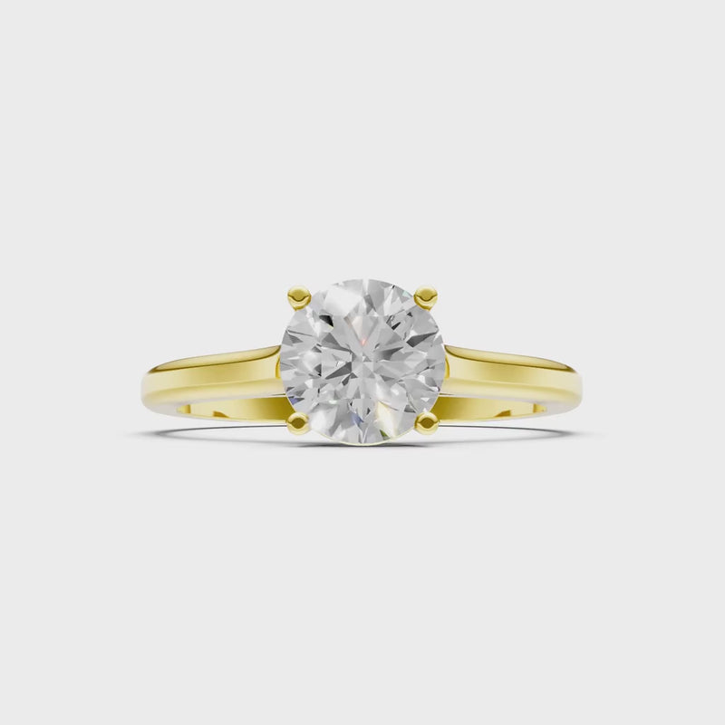 Round Cut Gemstone Solitaire Gold Ring