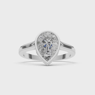 Diamond Pear Shape Bezel Set Solitaire Ring