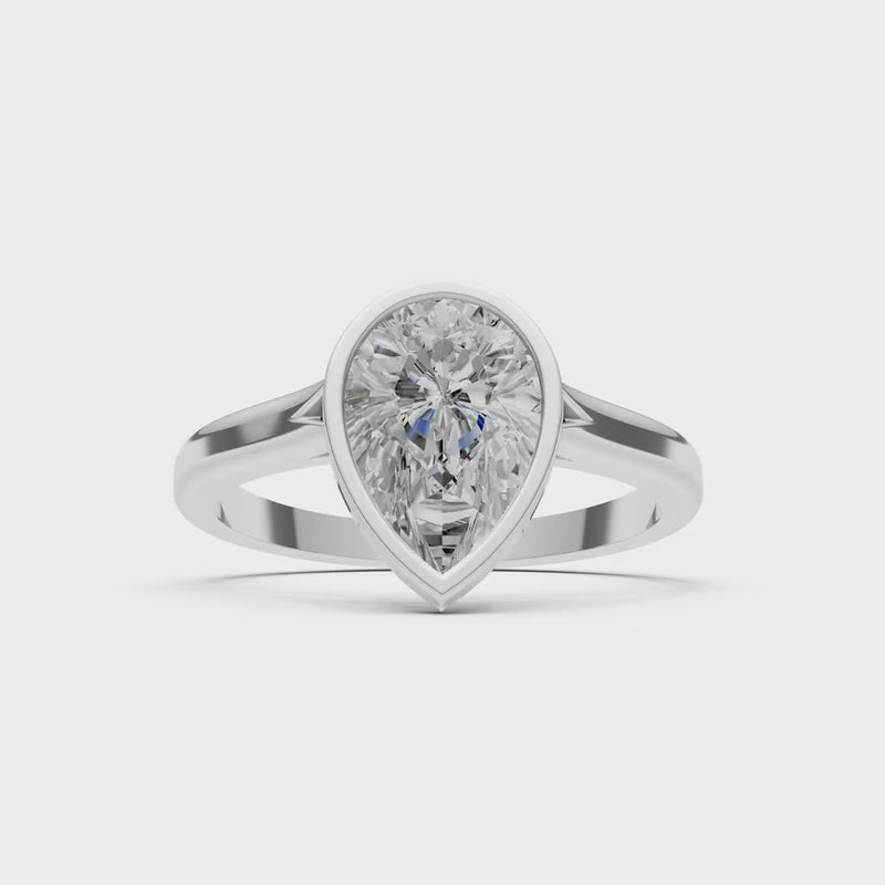 Diamond Pear Shape Bezel Set Solitaire Ring