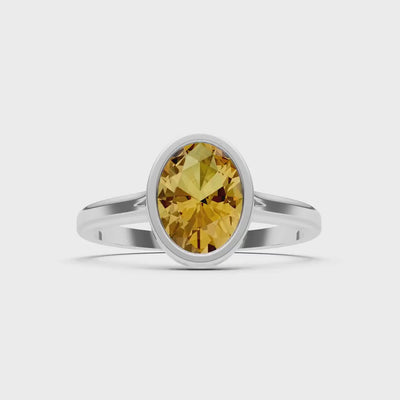 Citrine Oval Shape Bezel Set Solitaire Ring