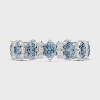 Aquamarine Oval & Round Gemstone Full Eternity Band