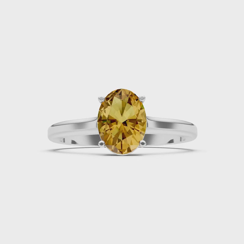 Citrine Oval 8x6mm Normal Gold Quality 4 Prong Solitaire 8x6 mm Oval Shape Engagement Ring Cathedral Setting
