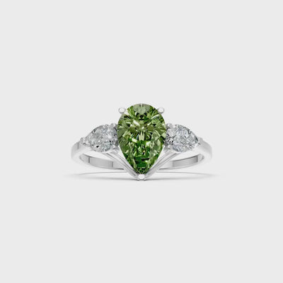 Peridot Three Pear Cut Stone Ring