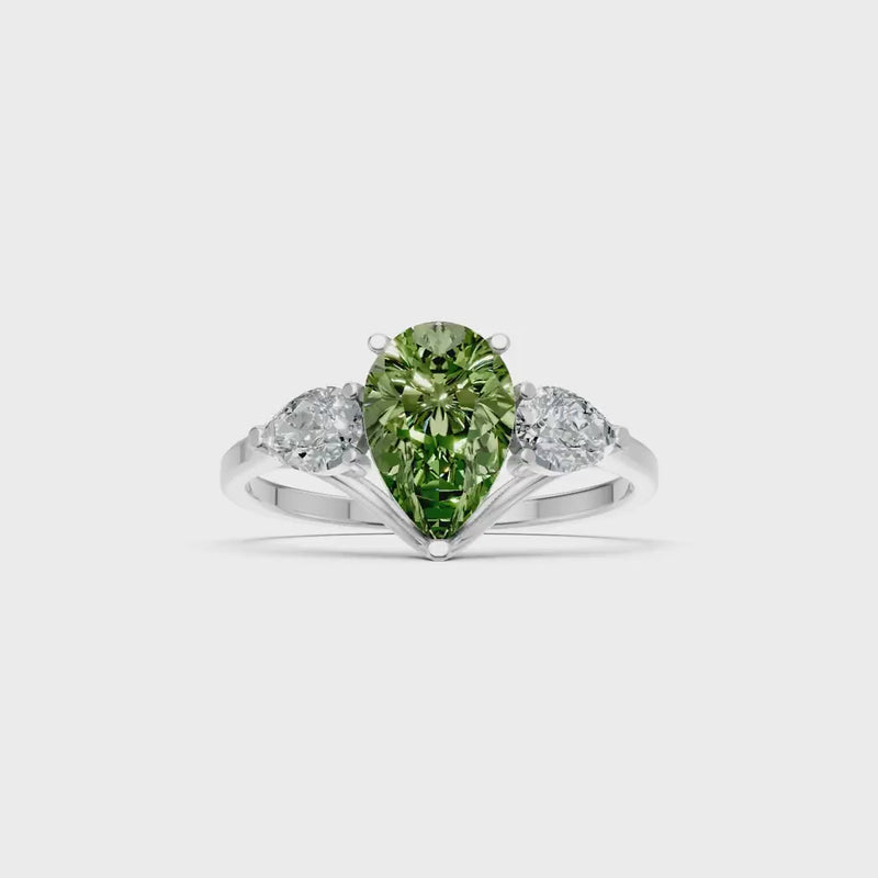 Peridot Three Pear Cut Stone Ring