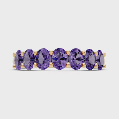7 Stone Alternating Oval Gemstone Ring