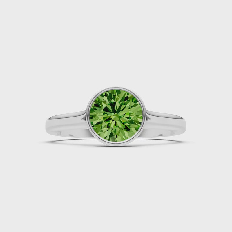 Peridot Round 6.5mm Normal Round Bezel Set Solitaire Ring