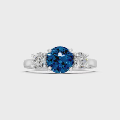 London Blue Topaz Three Round Cut Stone Ring