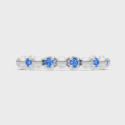 Swiss Blue Topaz Beaded Diamond Stacking Ring