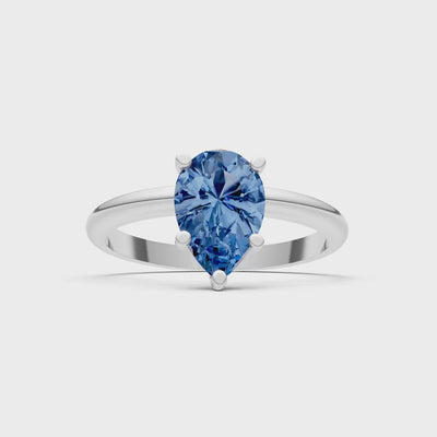 London Blue Topaz 5 Prong Pear Shape Solitaire Engagement Ring