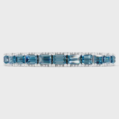 Swiss Blue Topaz Straight Baguette Thin Half Eternity Band