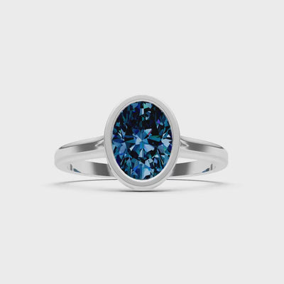 Alexandrite Oval Shape Bezel Set Solitaire Ring