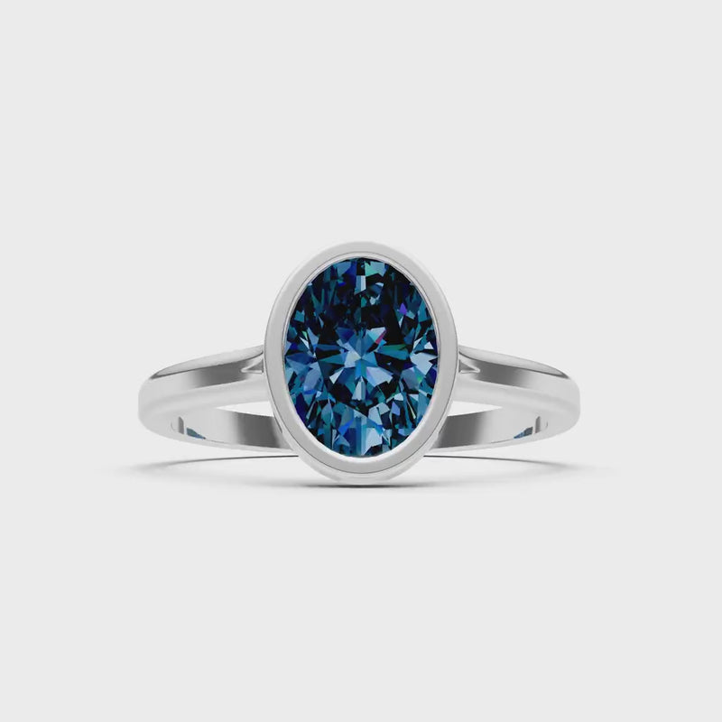 Alexandrite Oval Shape Bezel Set Solitaire Ring