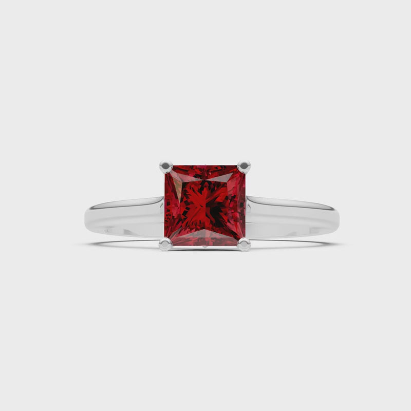 Garnet Princess Cut 6mm Normal Gold Quality 4 Prong Princess Cut Solitaire Cathedral Ring