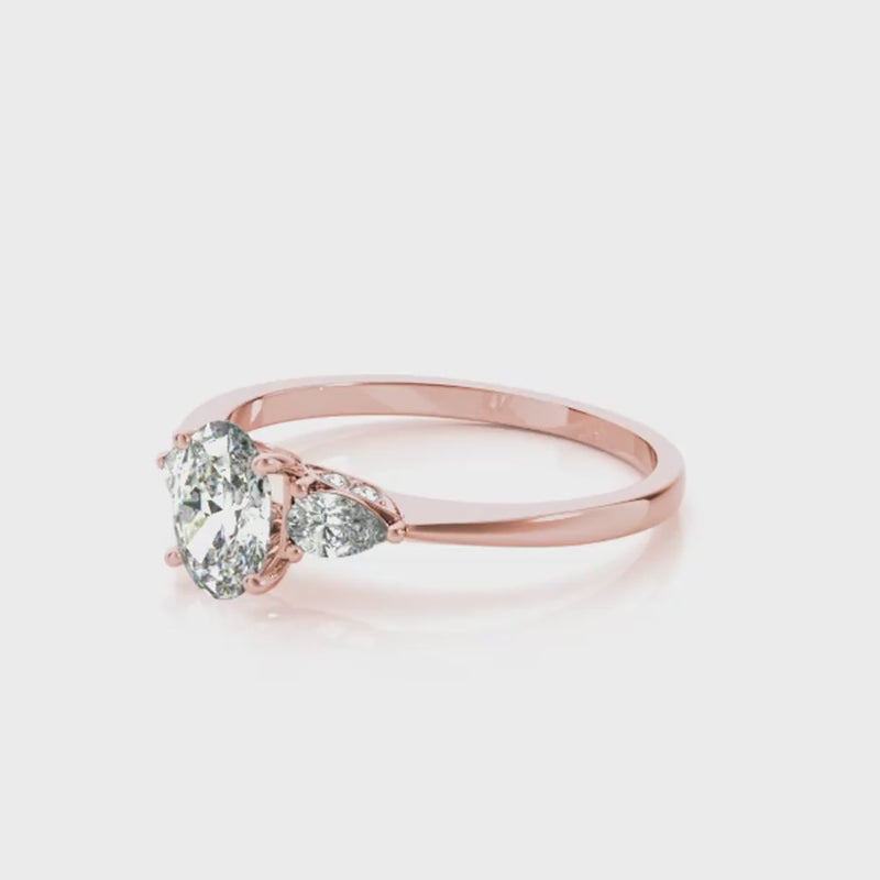 PEORA Solid 10k Yellow Gold Ring - 1.40 Ct Lab Grown Diamond for , 8x6mm Oval Cut Promise, Engagement or Anniversary Ring, Jewelry Gift, w/Jewelry Box