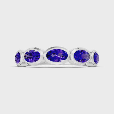 Amethyst Bezel Set Oval Cut Half Eternity Band