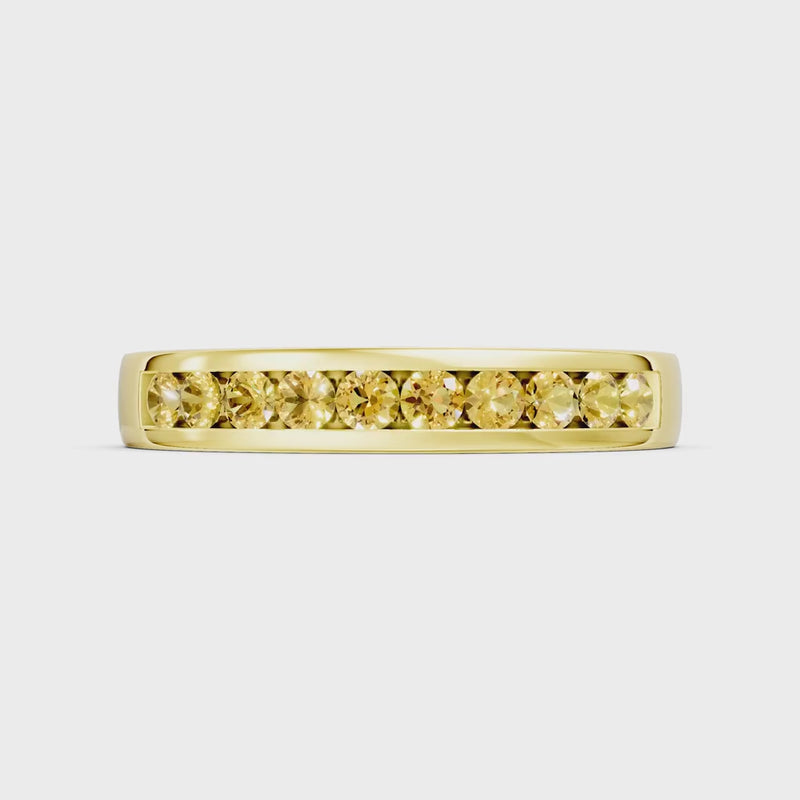 Round Cut Gemstone Minimalist Channel Set Half Eternity