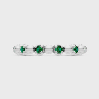 Emerald Beaded Diamond Stacking Ring