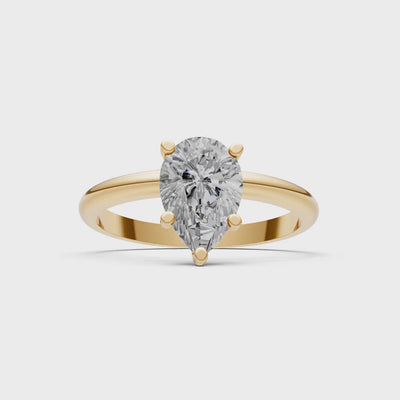 Prong Pear Shape Lab Grown Diamond Solitaire Engagement Gold Ring