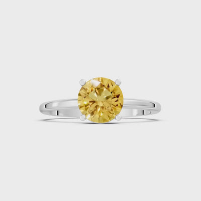 Citrine Round 6.5mm Normal 4 Prong Solitaire Round Engagement Ring Cathedral Setting