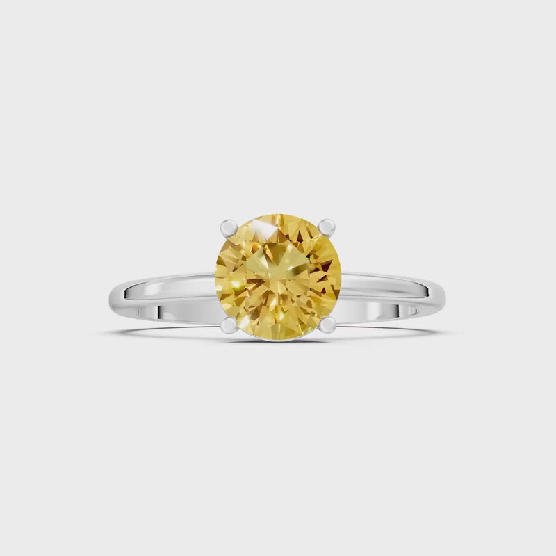 Citrine Round 6.5mm Normal 4 Prong Solitaire Round Engagement Ring Cathedral Setting