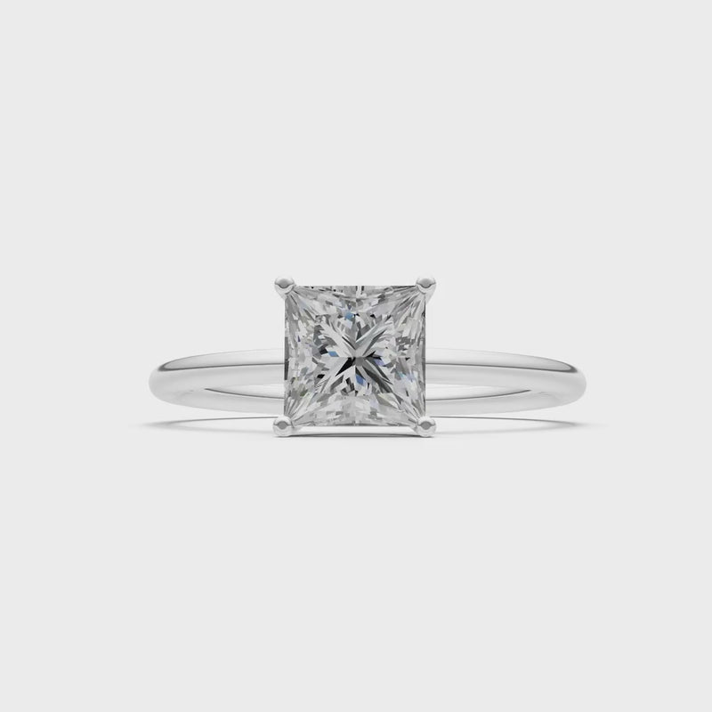 CVD Princess Cut 6mm 4 Prong Princess Cut Basket Classic Solitaire Engagement Ring