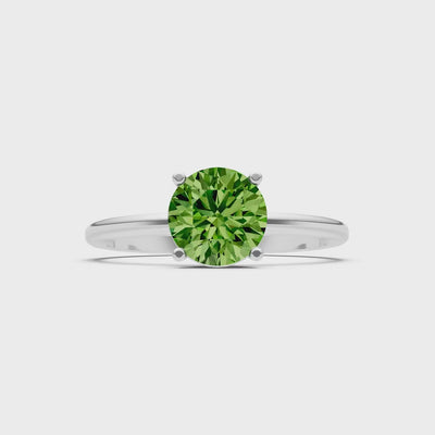 Peridot 4 Prong Solitaire Round Engagement Ring Cathedral Setting