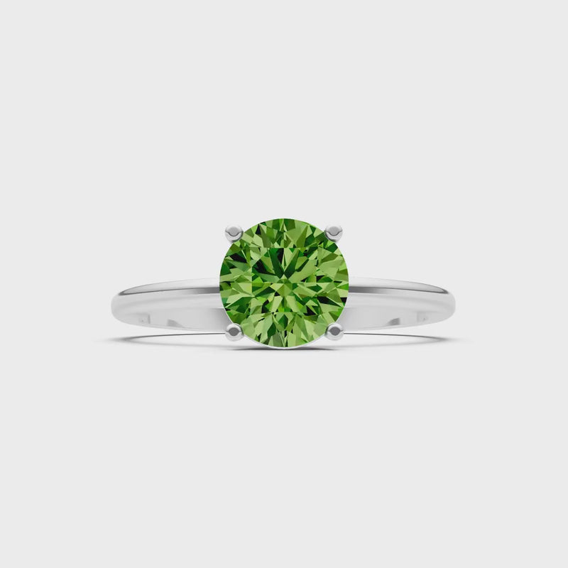Peridot 4 Prong Solitaire Round Engagement Ring Cathedral Setting