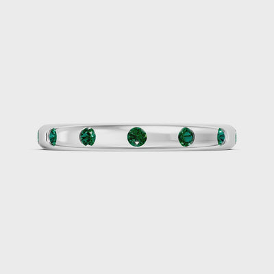 Emerald Flush Set Stacking Wedding Ring