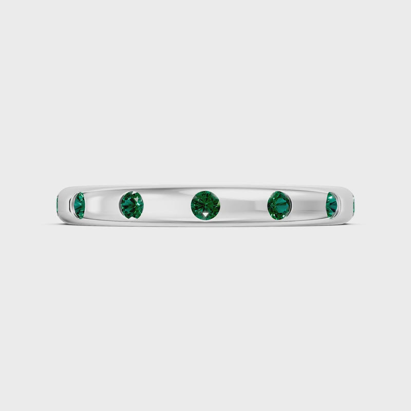 Emerald Flush Set Stacking Wedding Ring
