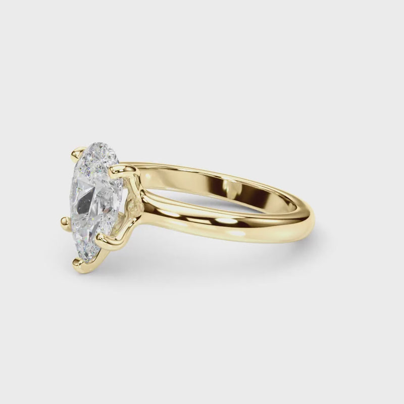 PEORA Solid 18K Yellow Gold Ring - 1 Ct Lab Grown Diamond for , 8.5x5.5mm Pear Shape Cut Promise, Engagement or Anniversary Ring, Jewelry Gift, w/Jewelry Box