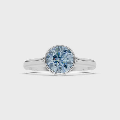 Aquamarine Round Bezel Set Solitaire Ring