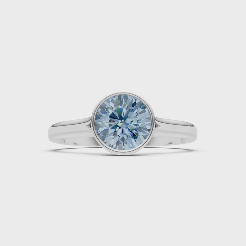Aquamarine Round Bezel Set Solitaire Ring