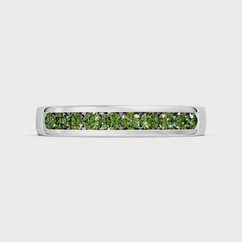 Peridot Minimalist Channel Set Round Cut Half Eternity