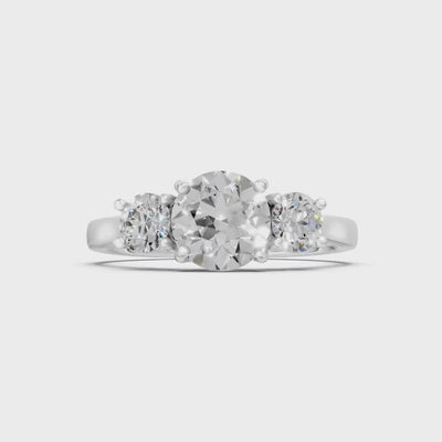 Diamond Three Round Cut Stone Ring