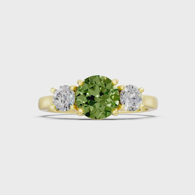Three Round Cut Gemstone Gold Ring