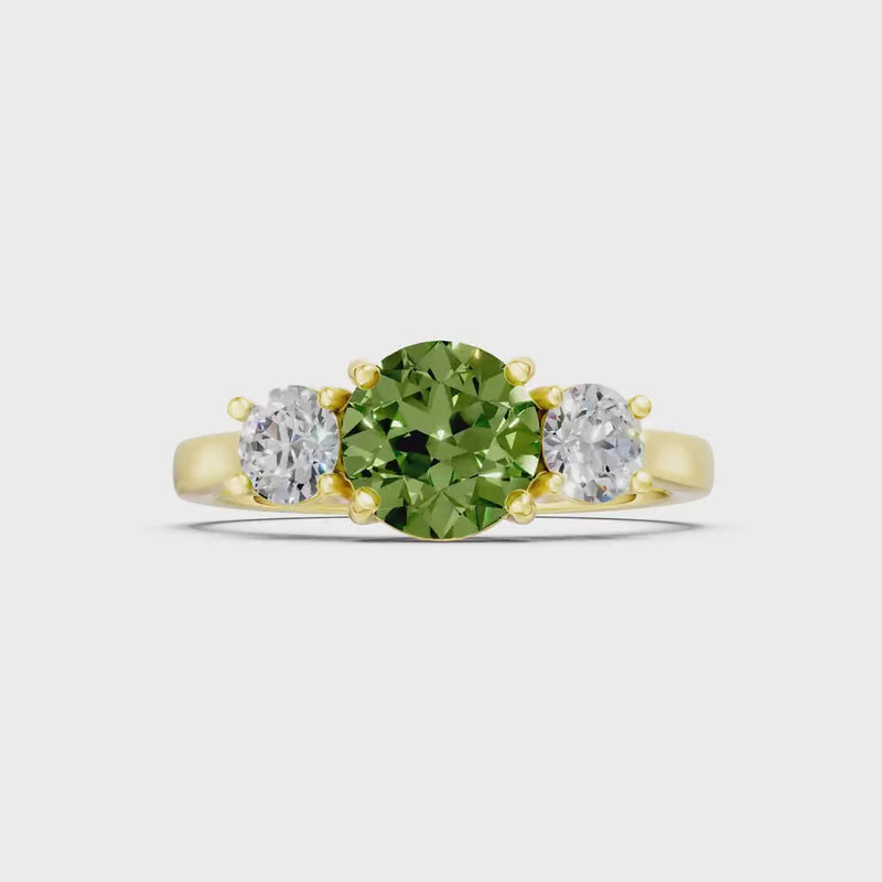 Three Round Cut Gemstone Gold Ring