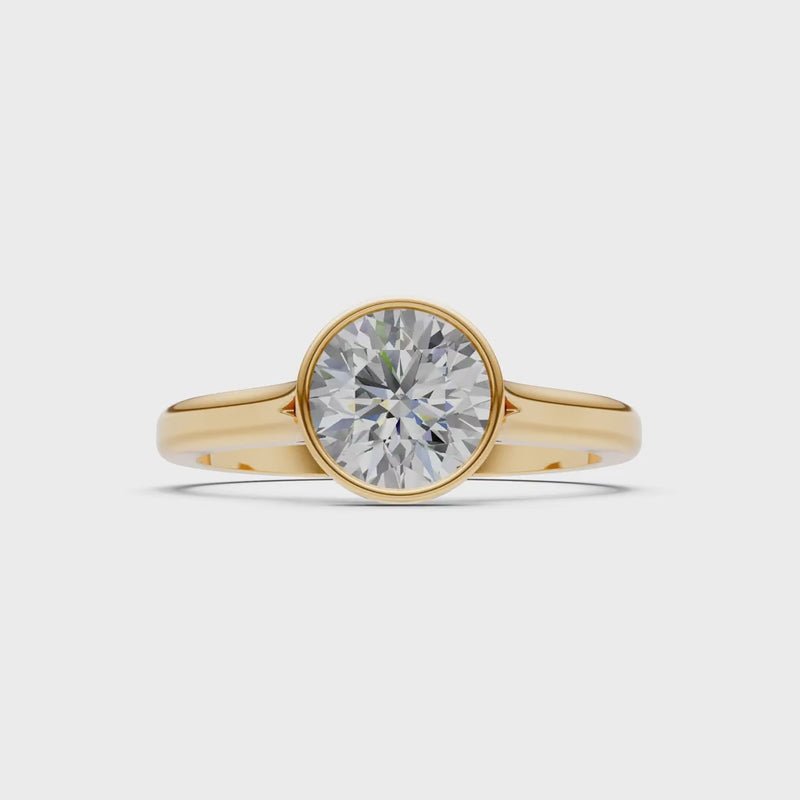 10k Yellow Gold Lab Grown Diamond Round Bezel Set Solitaire Ring