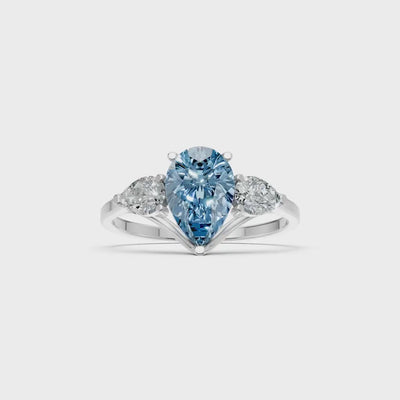 Aquamarine Three Pear Cut Stone Ring