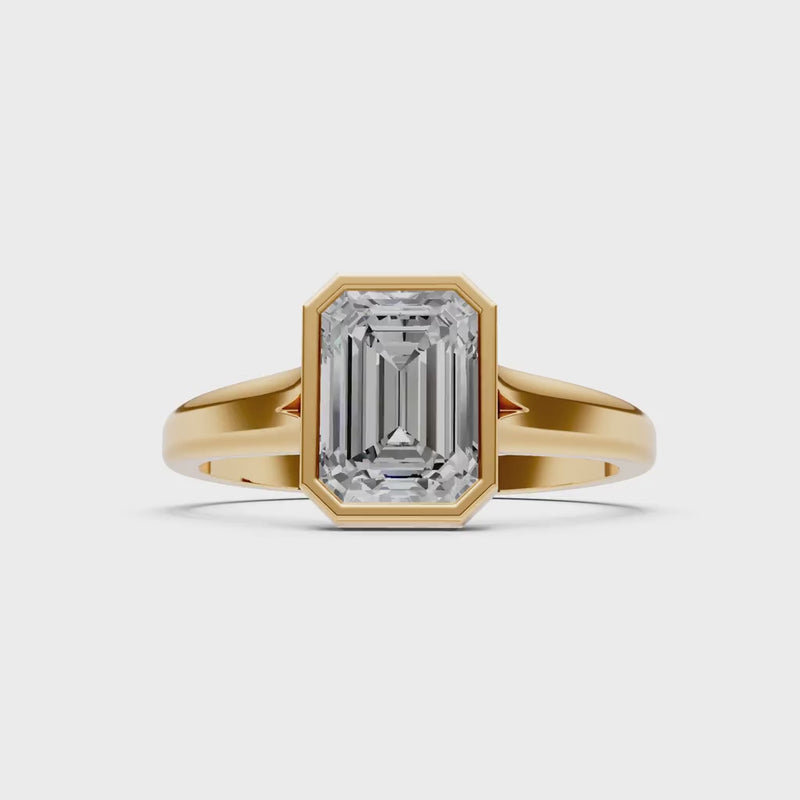 Solid Gold Emerald Cut Gemstone Engagement Ring , 1.50 Ct