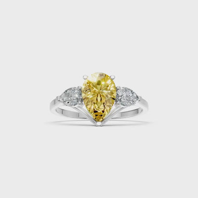 Citrine Three Pear Cut Stone Ring